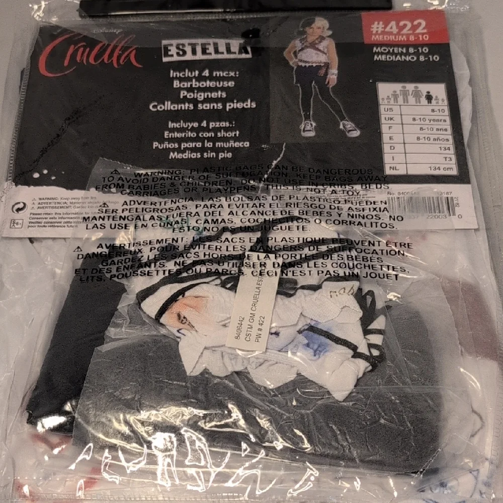 Disney Cruella Estella Black and White Costume Set